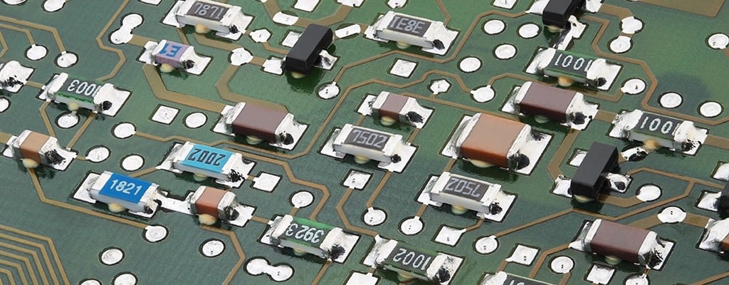 SMD resistors on a printed circuit board
